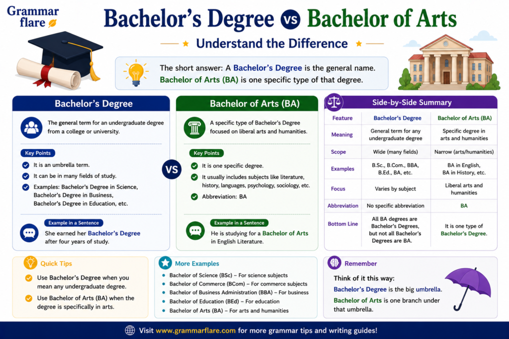 Bachelor’s Degree vs Bachelor of Arts