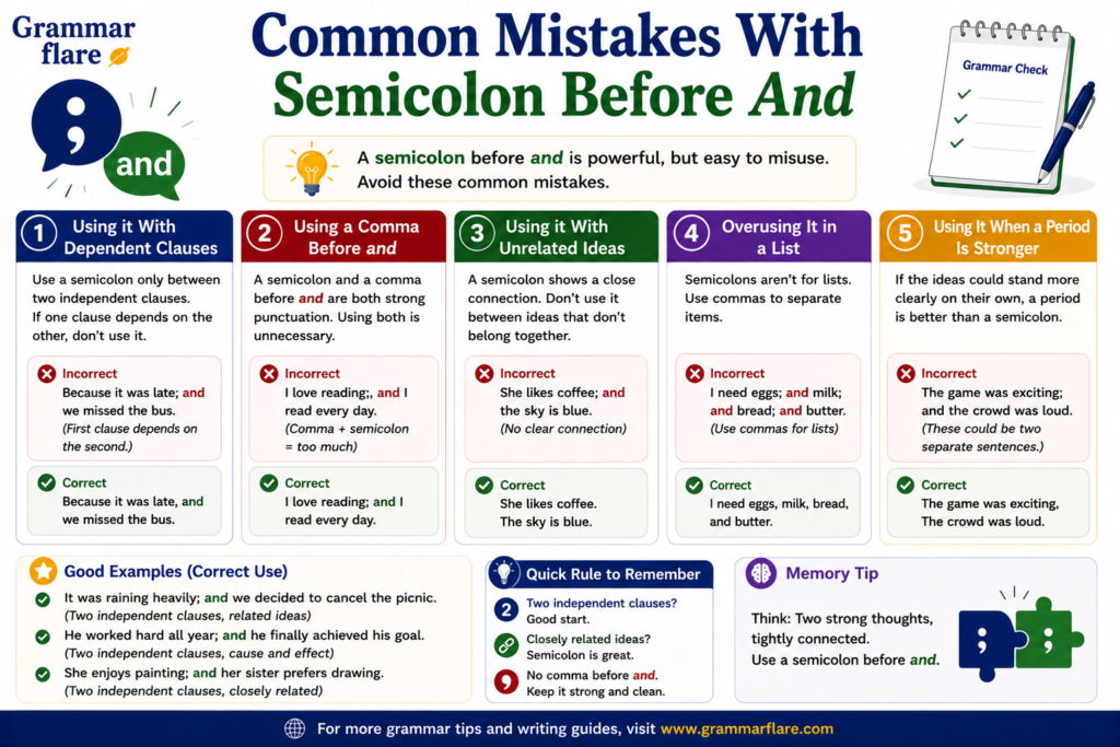 Common Mistakes With Semicolon Before And