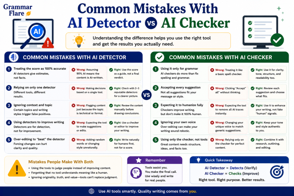 Common Mistakes With AI Detector vs AI Checker