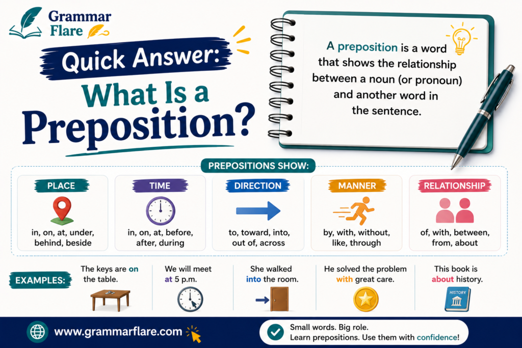 Quick Answer to "What Is a Preposition?"