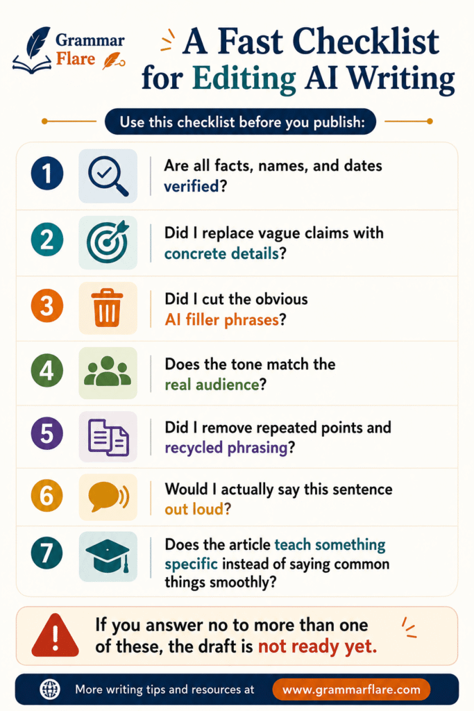 A Fast Checklist for Editing AI Writing