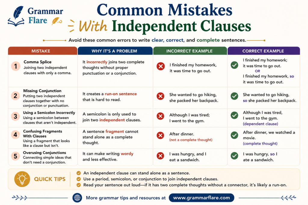 Common Mistakes With Independent Clauses