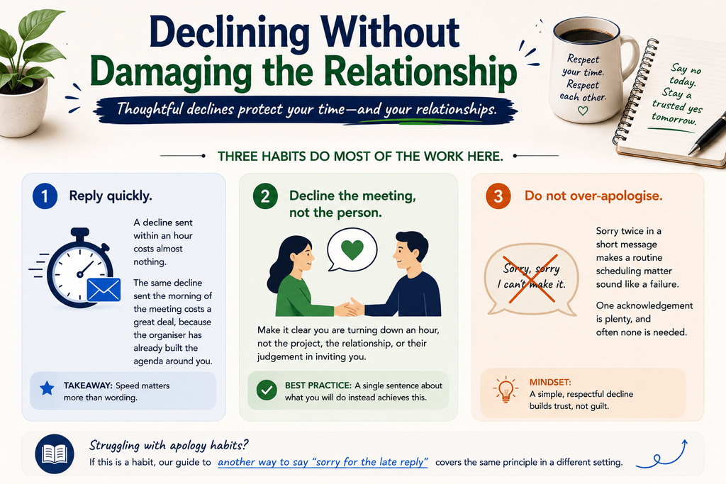 Three habits for declining a meeting without damaging the relationship